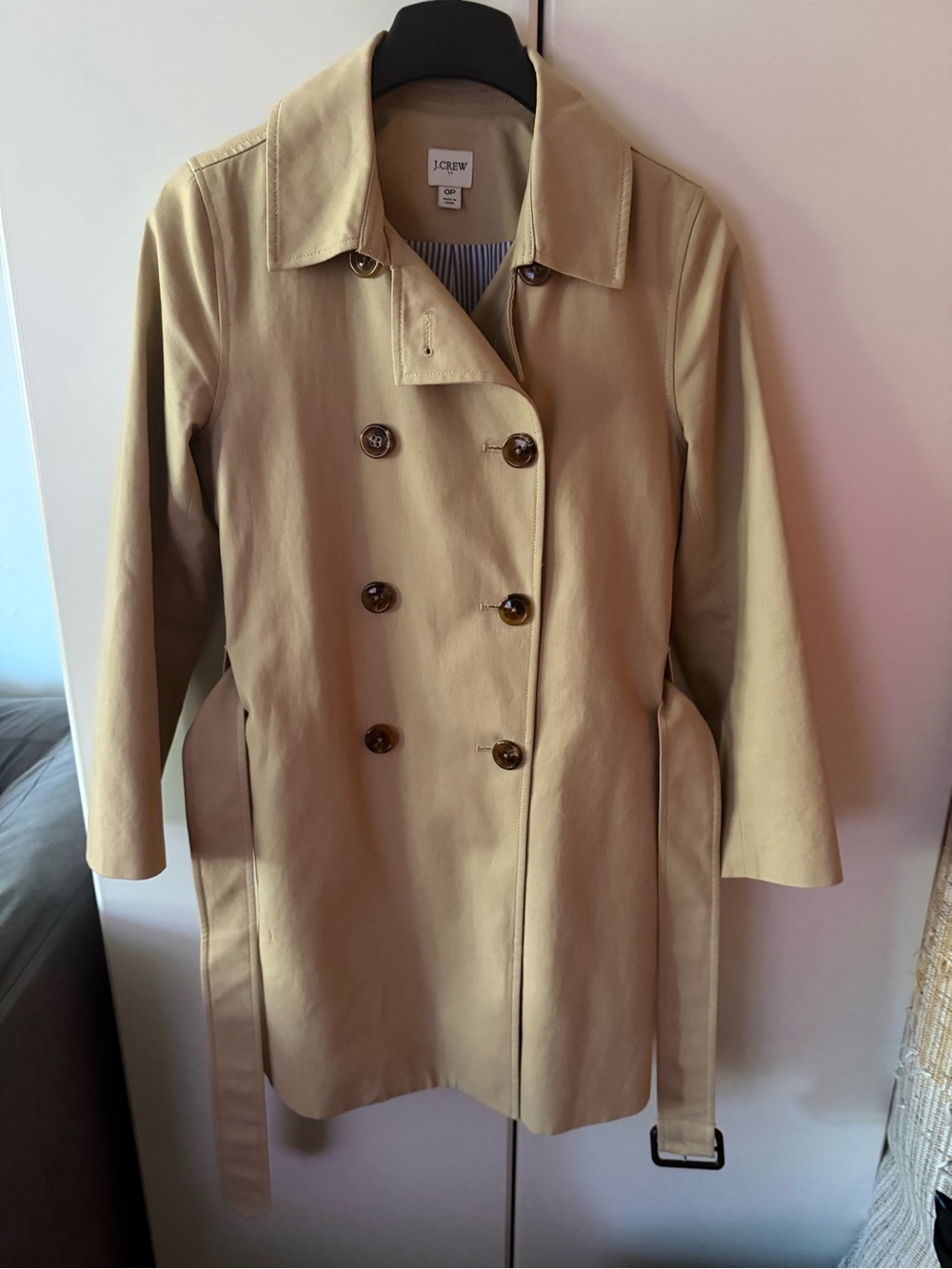 J. Crew Double-Breasted Trench Coat in Tan